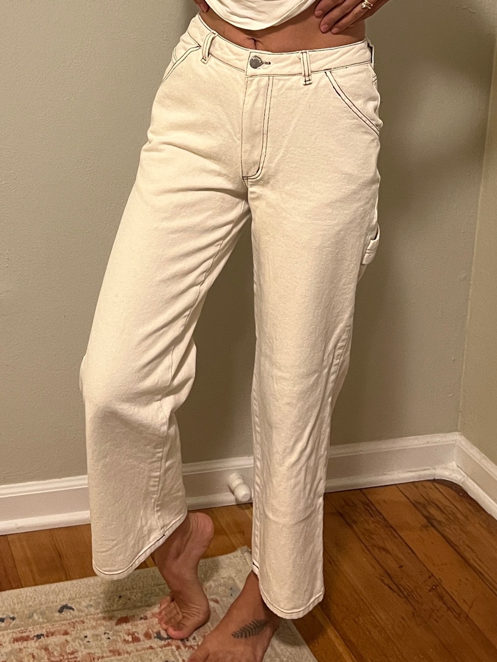 RSQ Off-White Straight Leg Jeans